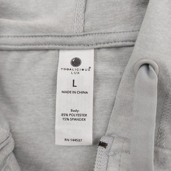 Yogalicious Hoodie Womens Large Light Gray Full Zip Crop Soft Fabric Athletic - Picture 10 of 10